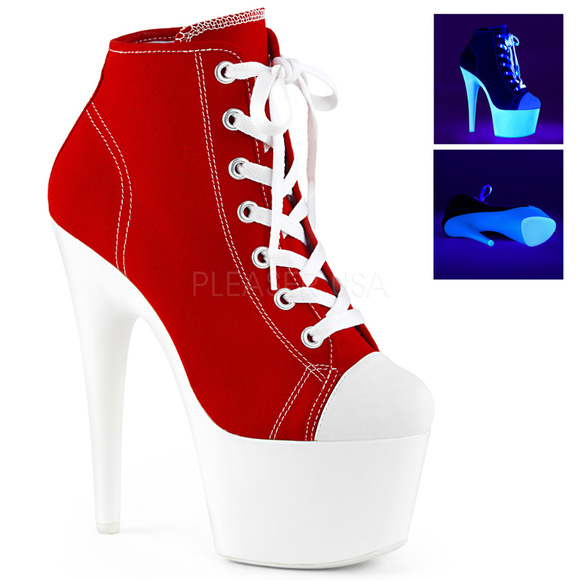 Shoes - High Heel Platform Lace Up Sneaker Ankle Boots